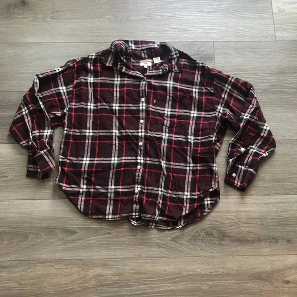 Womens Levi’s Relaxed Fit Plaid Long Sleeve Button Down Shirt Size XL - Picture 7 of 9